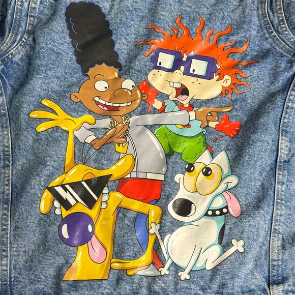 Members Only Nickelodeon sz Medium Cotton Denim Jacket Unisex Rugrats CatDog - Picture 3 of 8